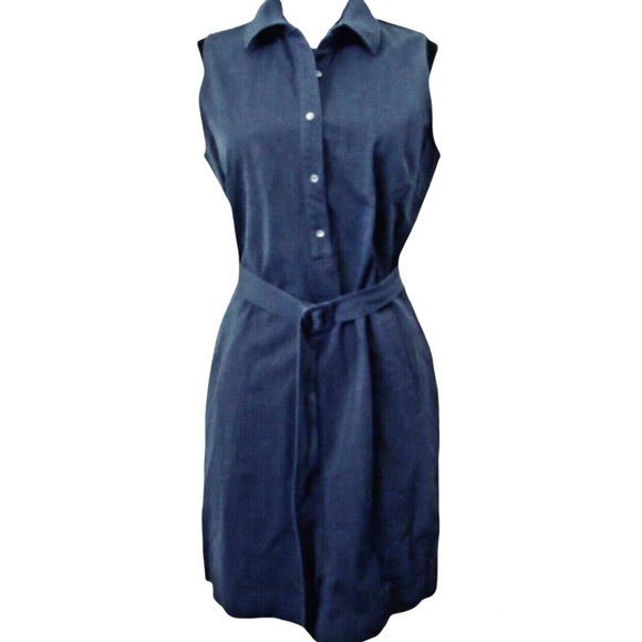 J. McLaughlin Sleeveless Shirt Dress, Blue Stretch